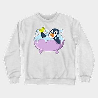 Penguin in Bathtub with Duck Crewneck Sweatshirt